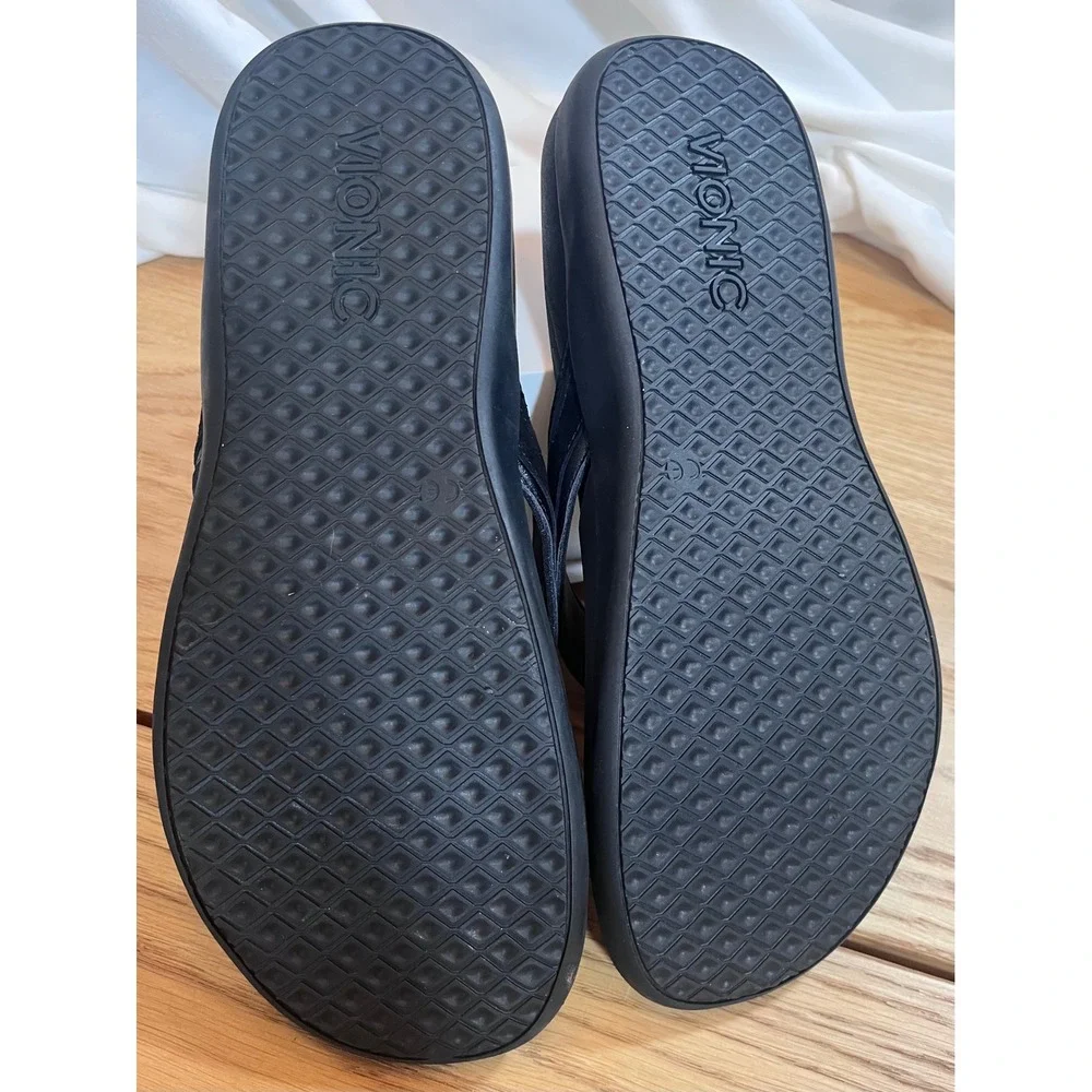 Vionic Mens Tide II Flip Flop Sandals Size 9 Black Orthotic Arch Support Comfort